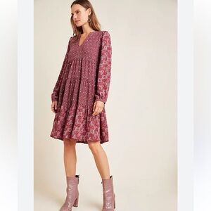 Anthropologie Maeve Amber Tiered Tunic Dress Size XS